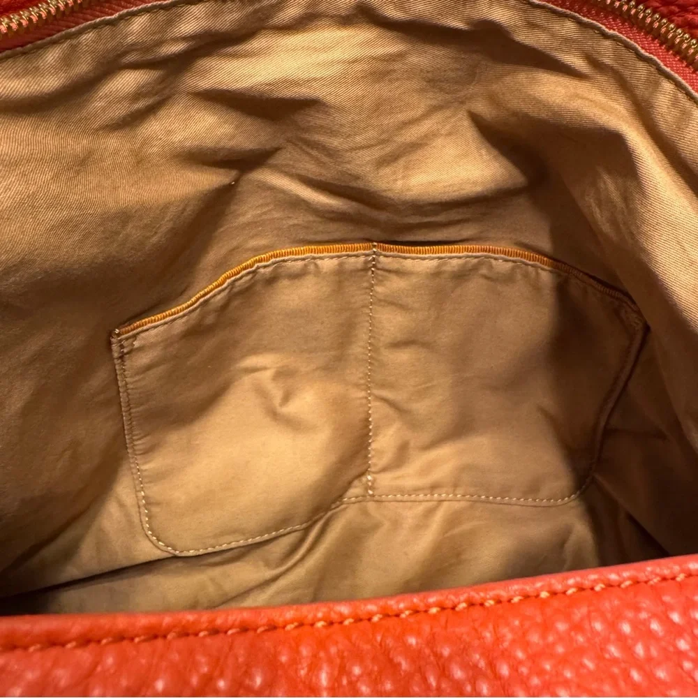 Hobo Ellis Shoulder Bag In Koi Orange Red Pebbled Leather‎ Braided Strap Slouchy